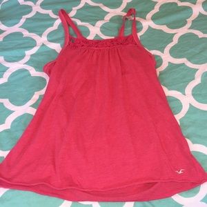 Hollister pink tank top with detailing on the top